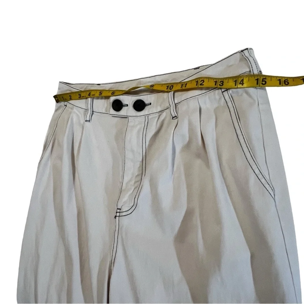 Monrow Wide Leg Pants In Off White Pockets High Rise Women’s M mom pleats